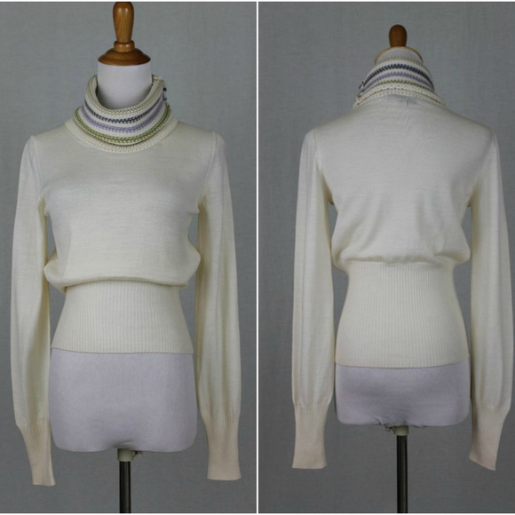 Cividini Merino Wool Turtleneck Cream Sweater Made in Italy - Picture 3 of 8